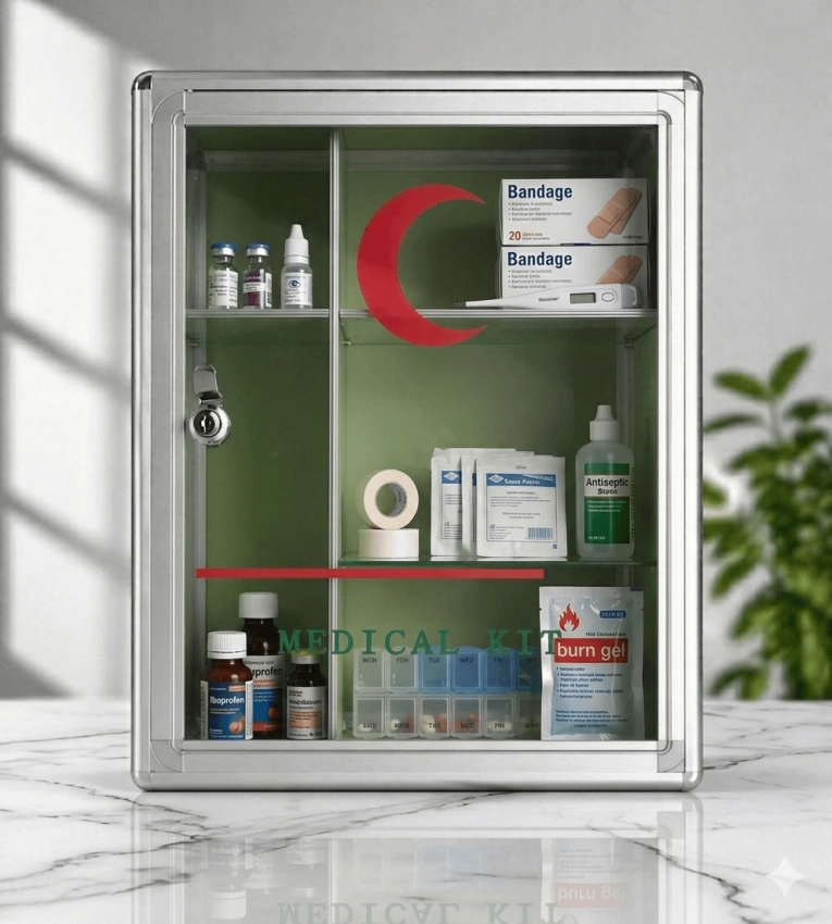 Boîte à Pharmacie Métallique Format Moyen 29×32 cm – Rangement Médical Pratique et Sécurisé